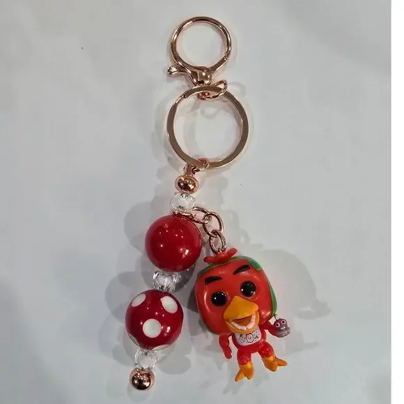 Handmade Beaded Keychain With Reworked Mini Figure - Picture 2 of 10